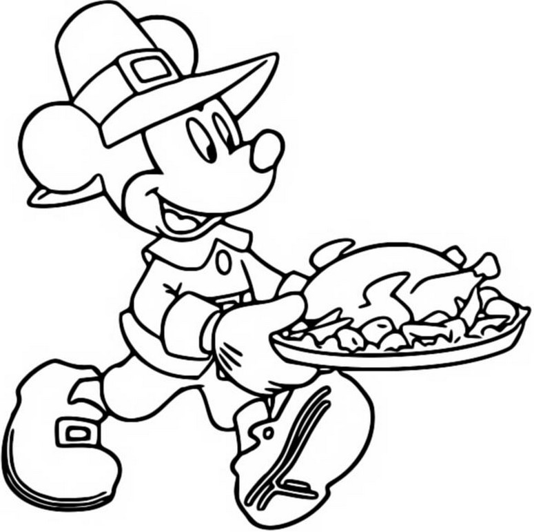Dibujo para colorear Mickey - Thanksgiving
