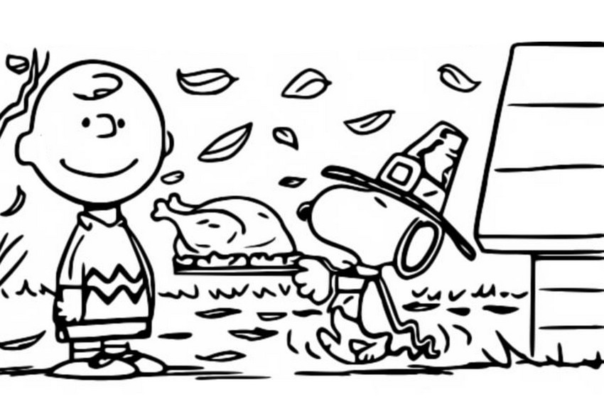 Kolorowanka Snoopy & Charlie Brown - Thanksgiving