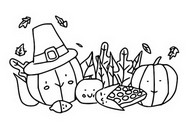 Coloring page Pumpkin with a hat