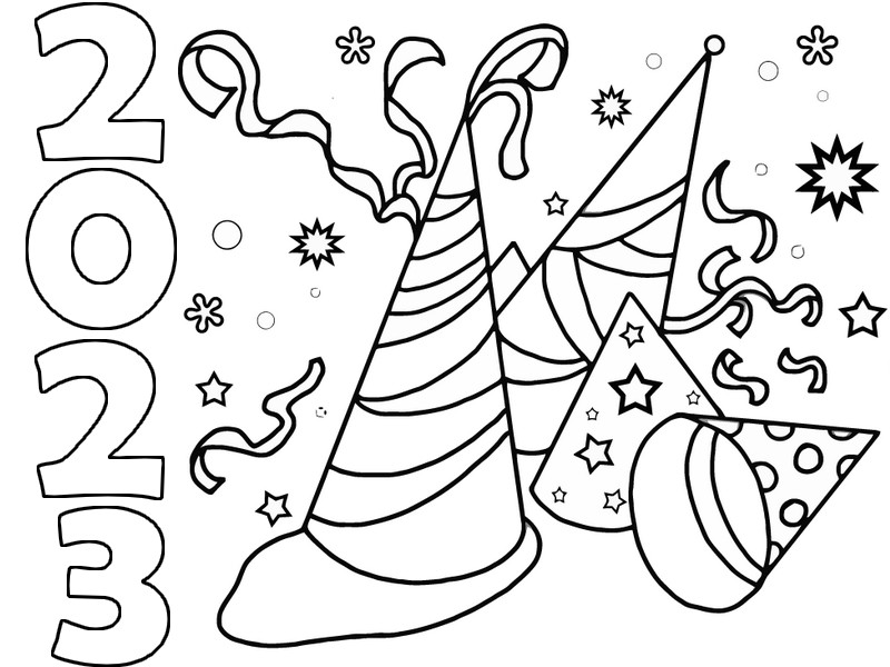 Desenho para colorir Feliz Ano Novo 2023