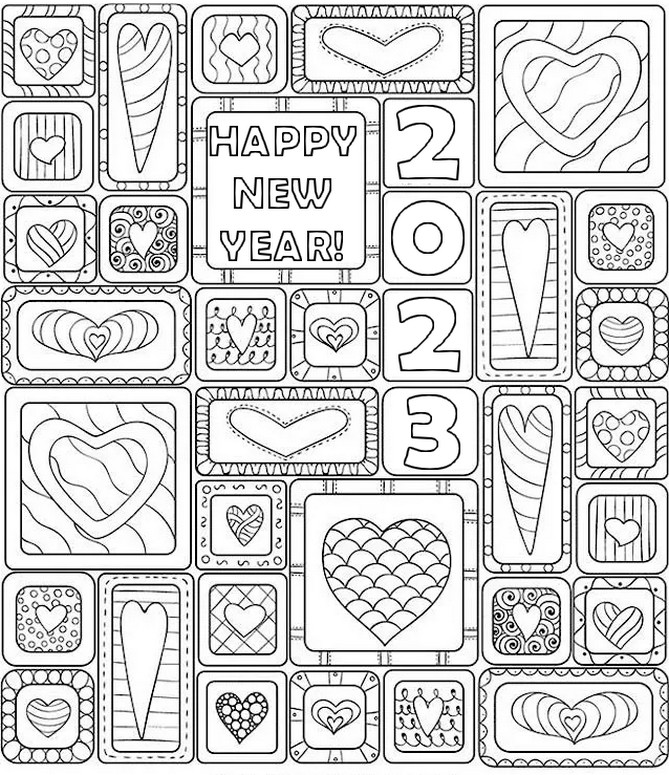 Desenho para colorir Happy New Year 2023!