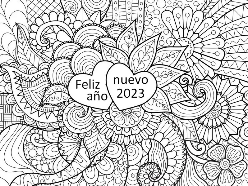 Desenho para colorir Feliz año nuevo 2023 - Feliz Ano Novo 2023