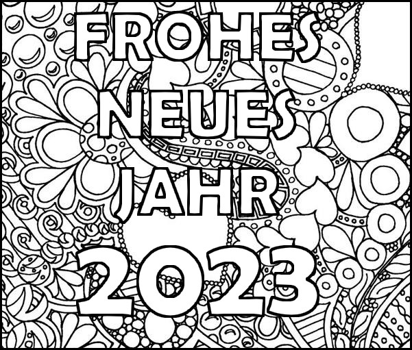 Kolorowanka Frohes neues Jahr 2023 - Szczęśliwego Nowego Roku 2023