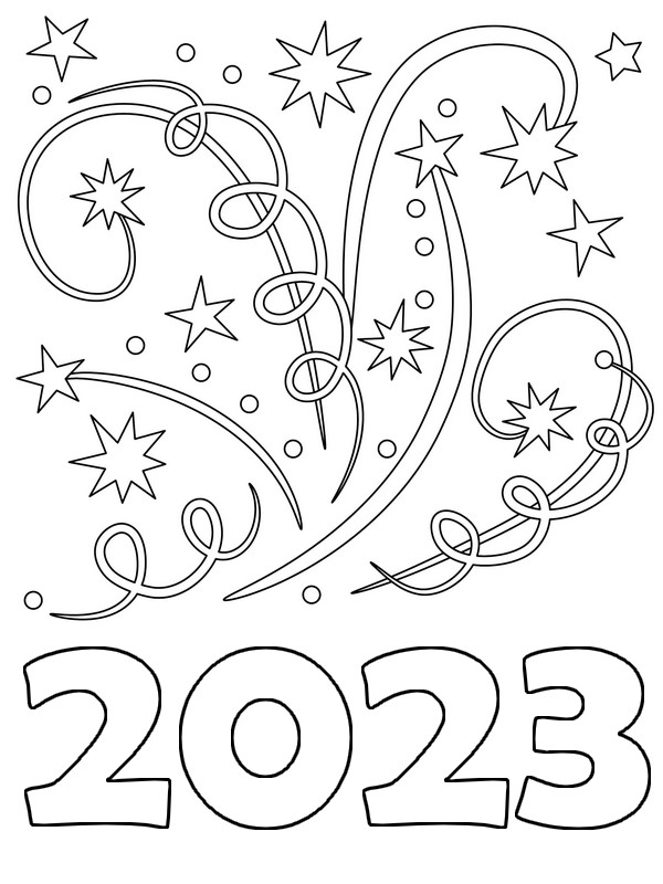 Coloring page Happy New Year 2023