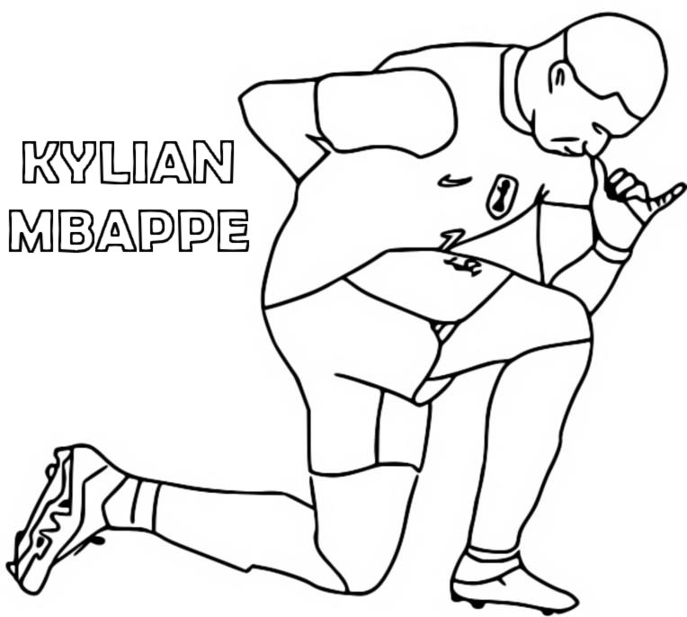Desenho para colorir Kylian Mbappé - 2022 time de futebol francês