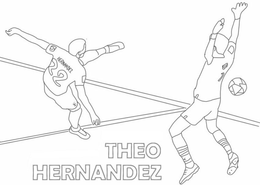 Desenho para colorir Théo Hernandez - 2022 time de futebol francês