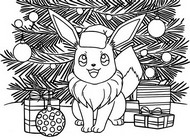 Foglio da colorare - Natale - Pokémon - Eevee