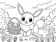Billede til farvelægning - påske - Pokémon - Eevee