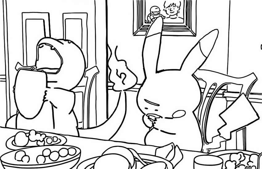 Coloring page At table!