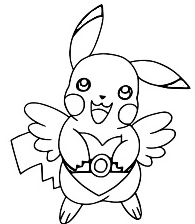 Coloriage Pikachu Cœur - Pokémon - Saint Valentin