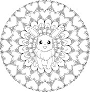 Tisknutelná omalovánka - Eevee - Mandala - Pokémon - Valentýn
