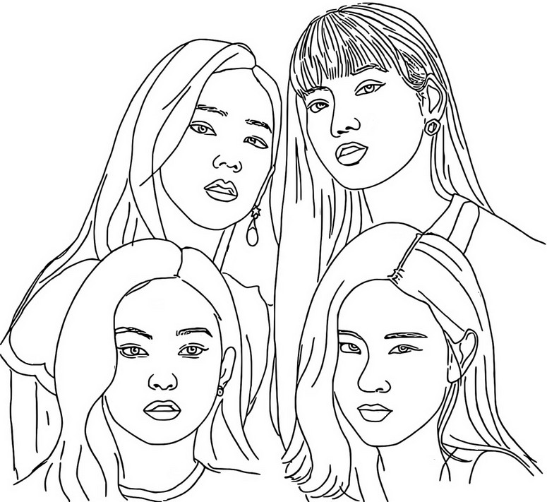 Dibujo para colorear Grupo de chicas surcoreanas