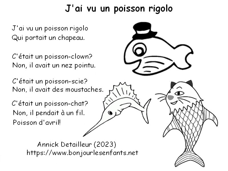 Coloriage J'ai vu un poisson rigolo