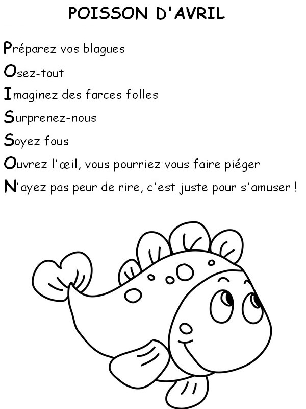 Coloriage Poisson d'avril