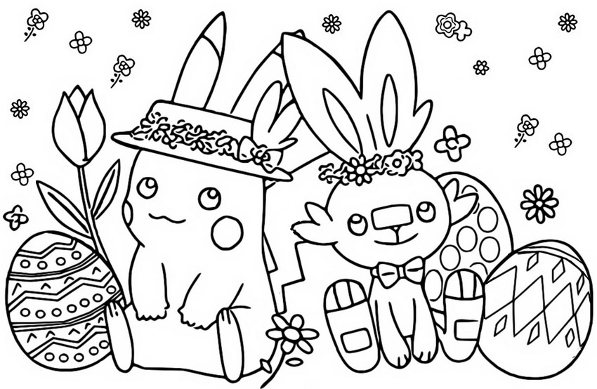 Dibujo para colorear Pikachu & Scorbunny