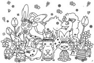 Desenho para colorir Pikachu e seus amigos