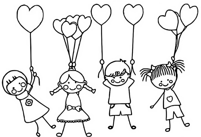 Dibujo para colorear Día del Niño con globos