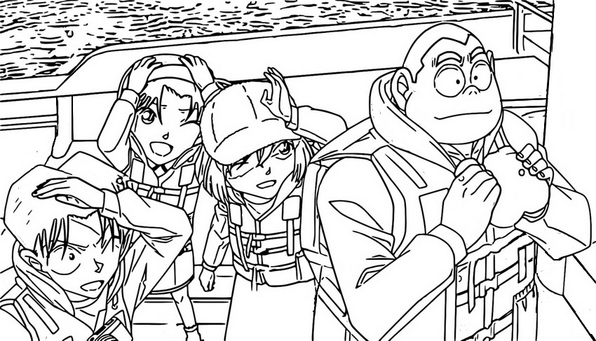 Coloring page Detective Conan Black Iron Submarine