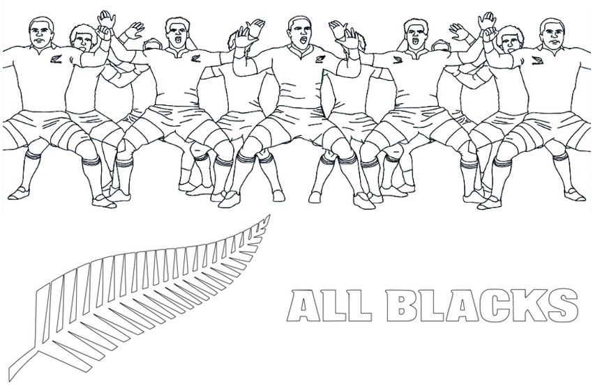 Coloriage Haka All Blacks - Coupe du Monde de Rugby France 2023