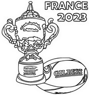 Dibujo para colorear Trofeo y globo de rugby