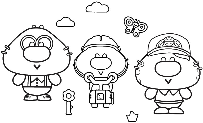 Desenho para colorir Sporty & Oggy & Mallow