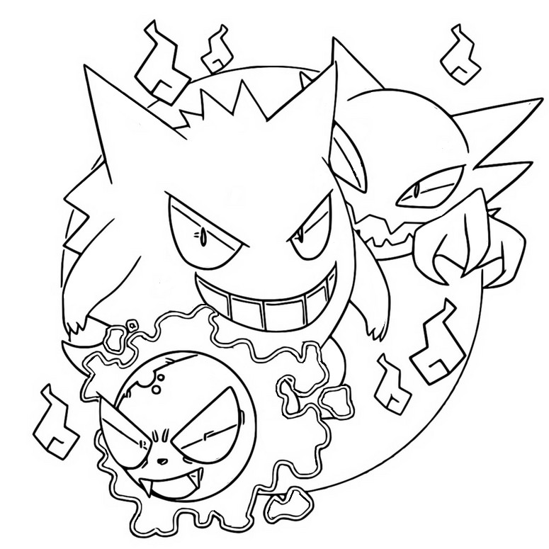 Kleurplaat Gastly - Haunter - Gengar