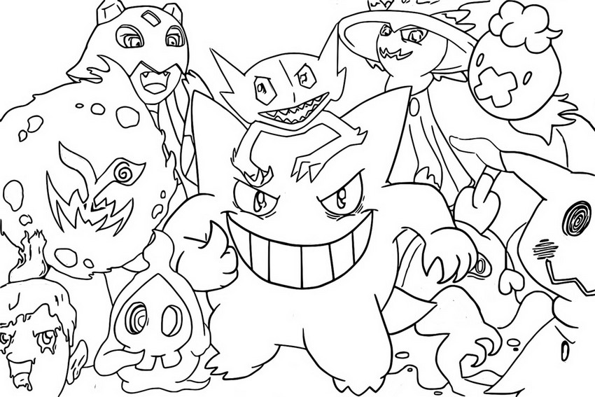 Desenho para colorir Pokémon Gengar : Shiny Mega Gengar 5