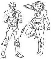 Kleurplaat Supergirl & The Flash