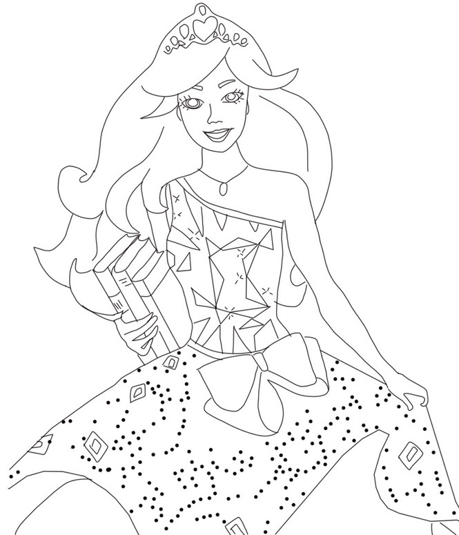 Dibujo para colorear Barbie: Escuela de Princesas