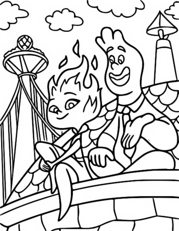 Coloring page Seated on the wall