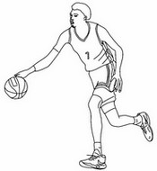 Coloriage En avançant avec le ballon de basket