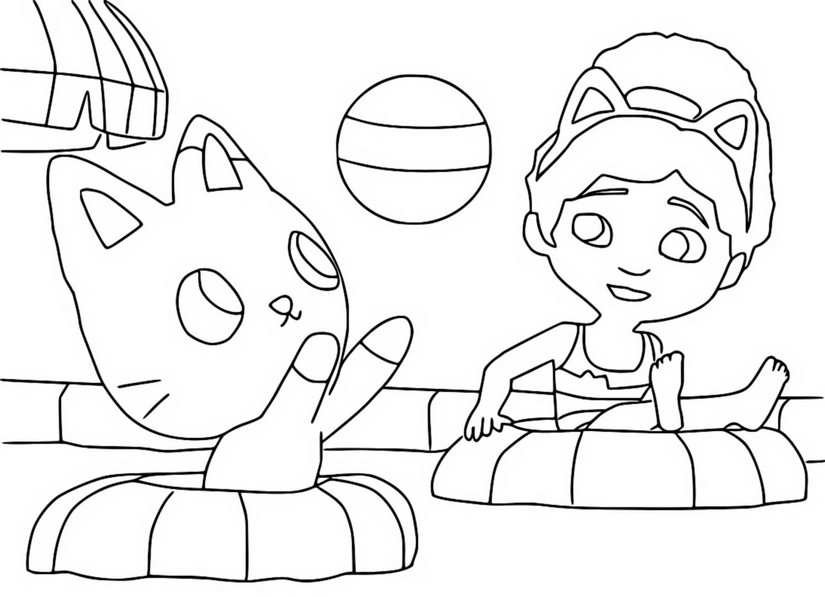 Desenho para colorir Jogo de bola na piscina