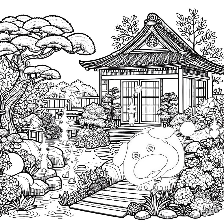 Fargelegging Tegninger Japansk hage