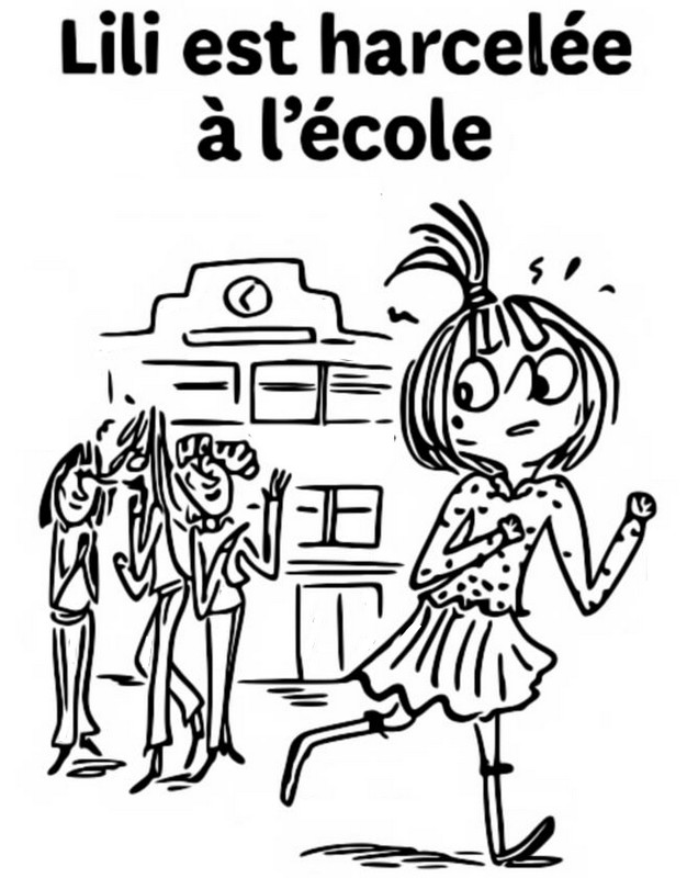 Coloriage Lili est harcelée à l'école