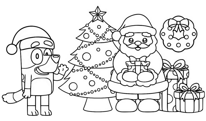 Desenho para colorir Natal - Bluey