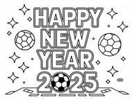 Imagen para colorear - Feliz año nuevo 2025 - Liga de Campeones 2023-2024
