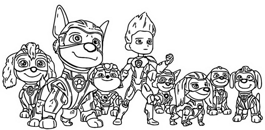 Desenho para colorir Ryder com a equipe