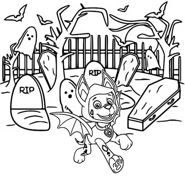 Coloring page Chase - Graveyard