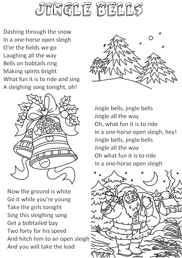 Fargelegging Tegninger på engelsk: Jingle Bells