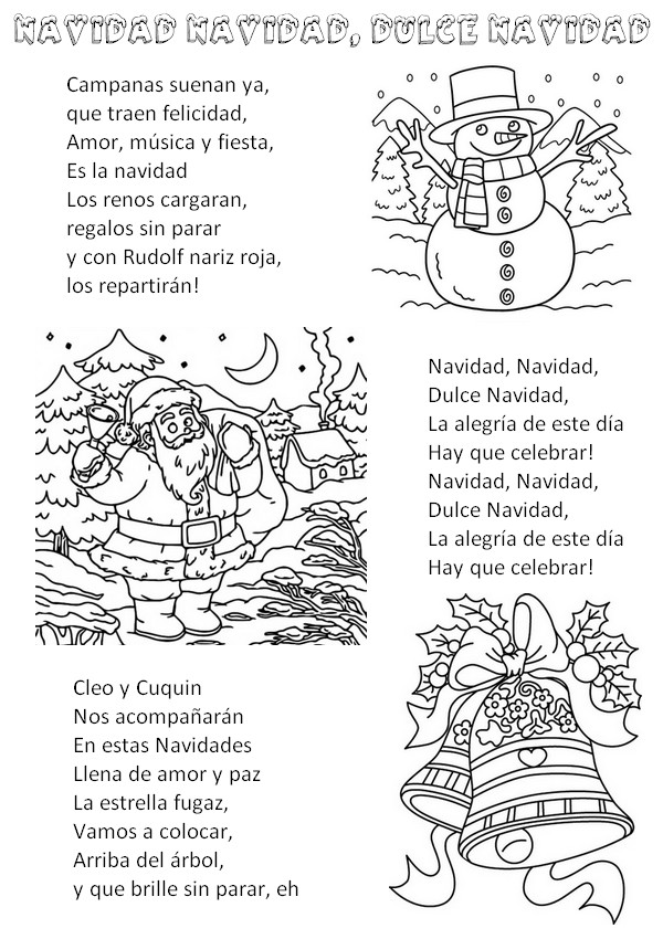 Kleurplaat In het Spaans: Navidad, Navidad, Dulce Navidad