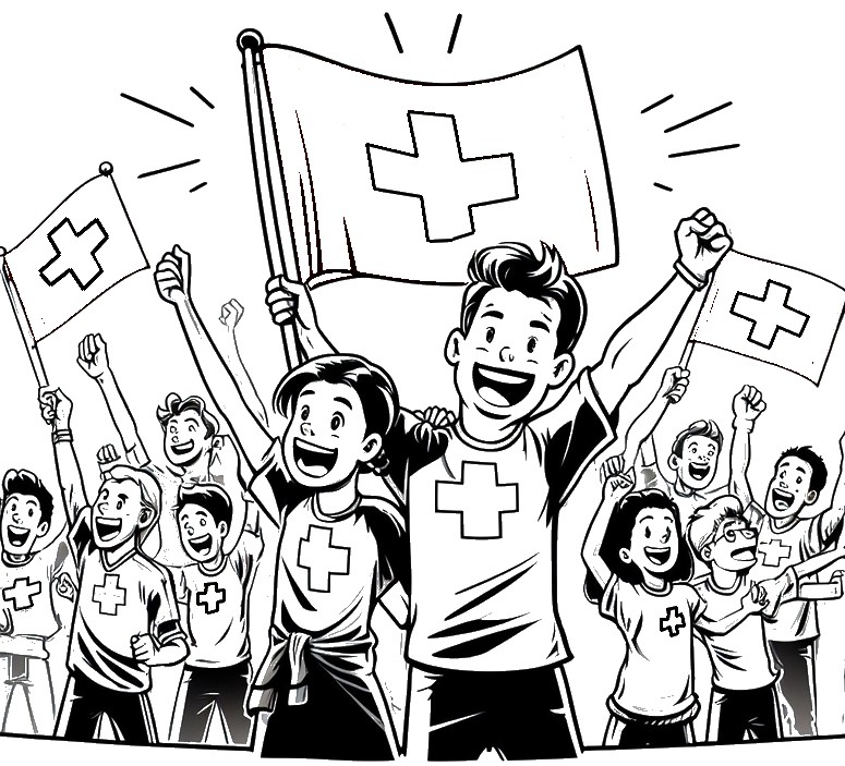 Coloring page Swiss supporters - Switzerland