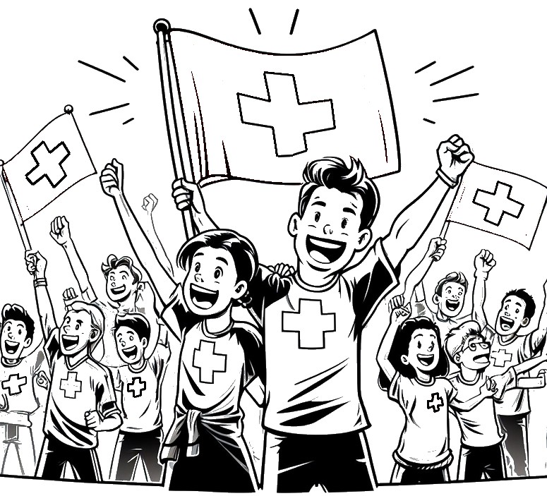 Coloring page Swiss supporters