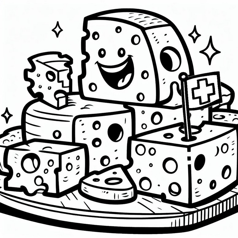 Coloring page Swiss cheese - Switzerland