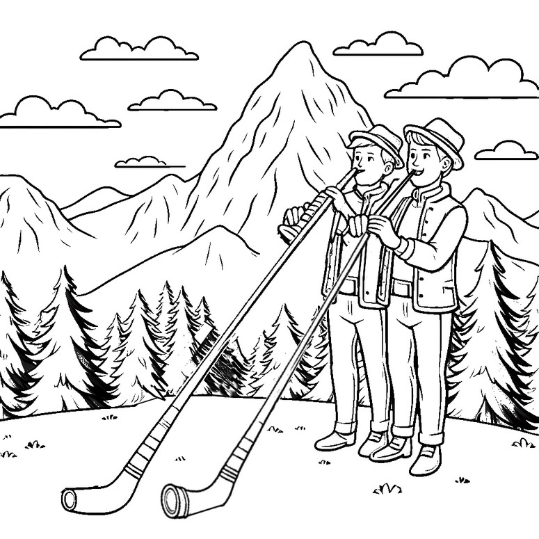 Coloring page Cors of the Alps - Switzerland