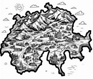 Coloring page Map of Switzerland