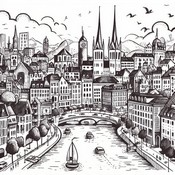 Coloring page Swiss city