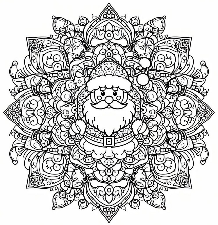 Coloring page Mandala Santa Claus