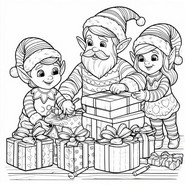 Desenho para colorir Elfos do Papai Noel
