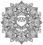 Desenho para colorir Mandala Papai Noel