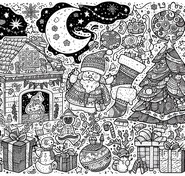 Desenho para colorir Doodle Christmas